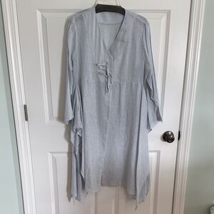 Heydari Linen Jacket/Tunic Dress with Lace-Up V-Neck